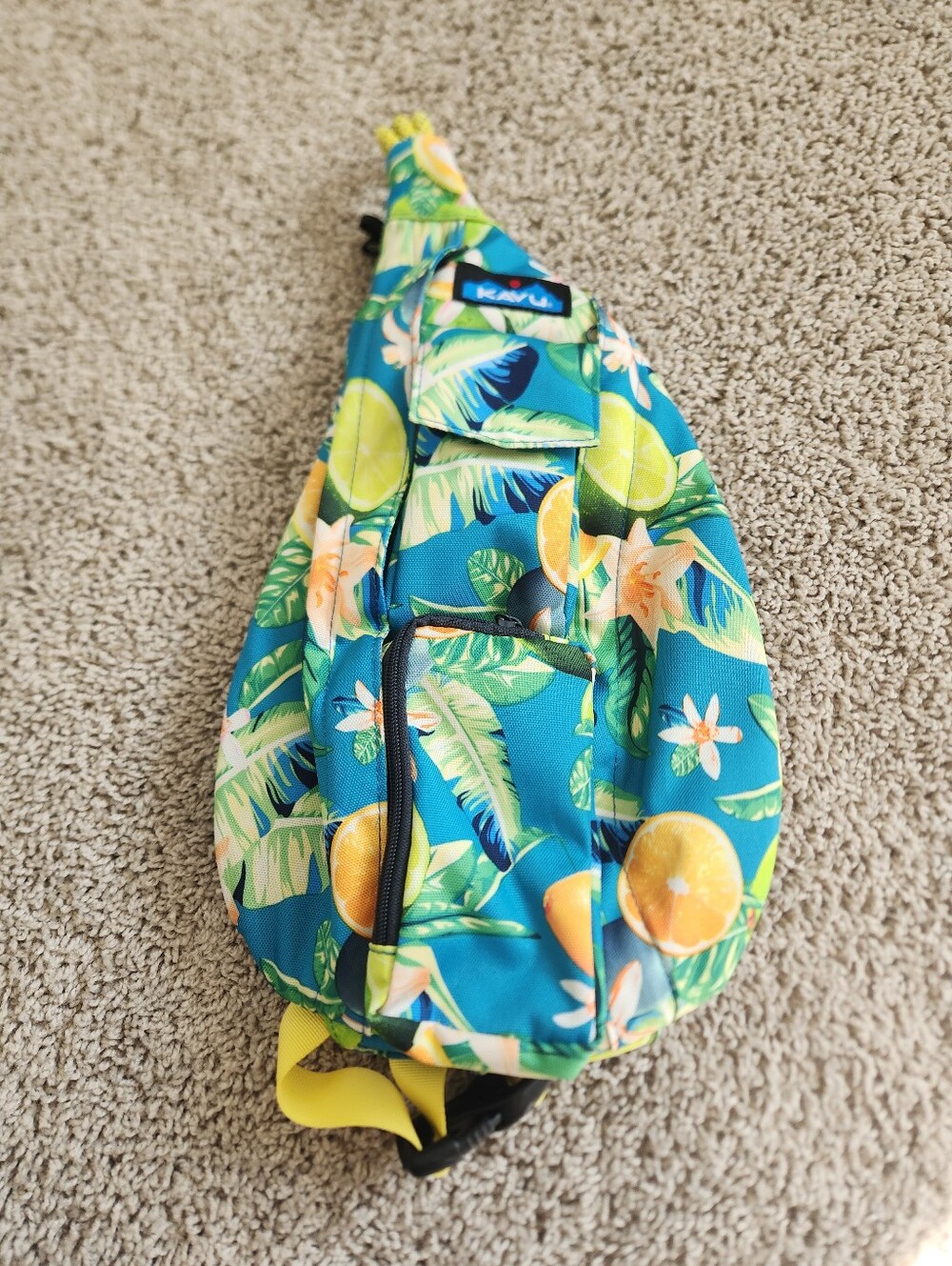 KAVU Rope Sling Pack Crossbody Bag In Ocean Citrus